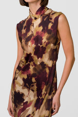 Selena Halterneck Satin Midi Dress | Plum Floral