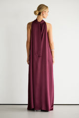 Ruby Halterneck Satin Dress | Damson