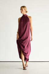 Ruby Halterneck Satin Dress | Damson