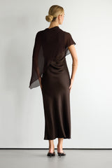 Sabrina Sleeveless Satin Dress | Espresso Brown