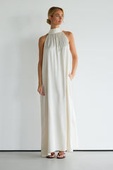 Ruby Halterneck Satin Dress | Ivory
