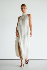 Ruby Halterneck Satin Dress | Ivory