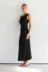 Sabrina Sleeveless Satin Dress | Black