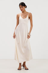 Anne Slip Satin Dress | Ivory