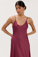 Anne Slip Satin Dress | Damson