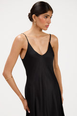 Anne Slip Satin Dress | Black