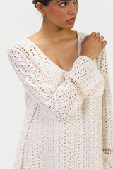 Kiara Long Sleeve Cotton Dress | Ivory