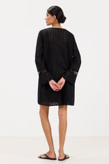 Kiara Long Sleeve Cotton Dress | Black