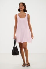 Rosaline Sleeveless Satin Dress | Soft Pink