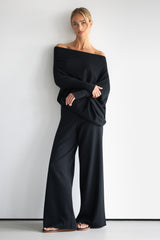Kaia Asymmetric Sweater | Black | Fine Knit