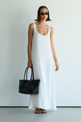 Chiara Matte Satin Dress | White