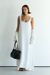 Chiara Matte Satin Dress | White