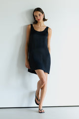 Rosaline Sleeveless Satin Dress | Black