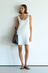 Rosaline Sleeveless Satin Dress | White