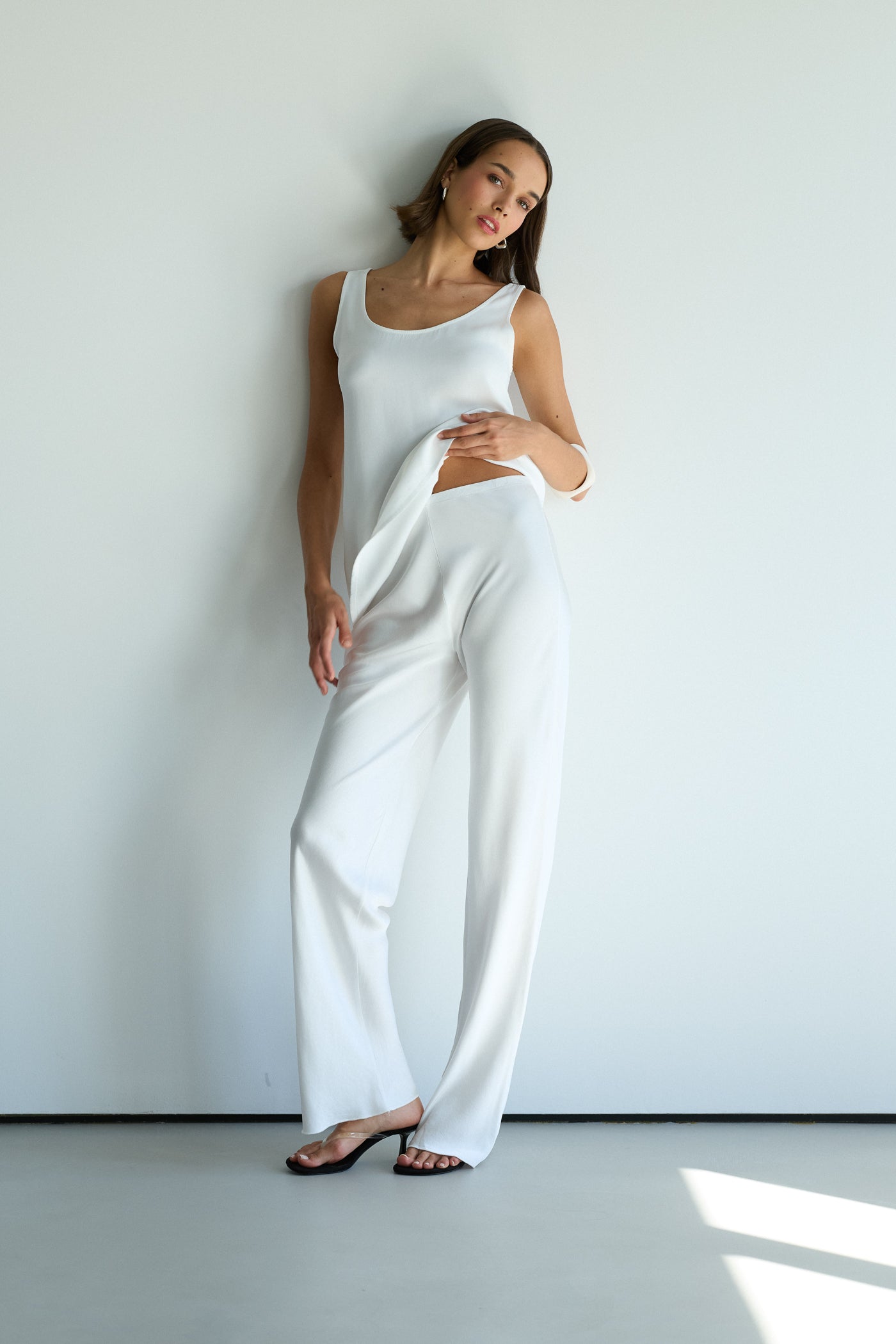 Genet Elastic Waist Bias Satin Trousers