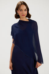 Lumi Asymmetric Poncho | Navy