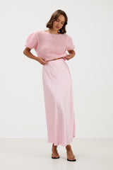 Camilla Bias Satin Skirt | Soft Pink