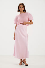 Camilla Bias Satin Skirt | Soft Pink