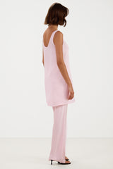 Genet Elastic Waist Bias Satin Trousers | Soft Pink