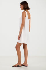 Rosaline Sleeveless Satin Dress | White