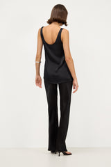 Natalie Satin Tank Top | Black