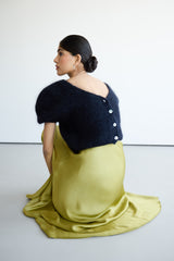 Camille Two-Way Cardigan | Black | Brushed Mohair Blend