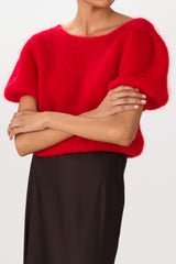 Camille Two-Way Cardigan | Red | Brushed Mohair Blend