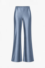 Genet Elastic Waist Bias Satin Trousers | Dusty Blue