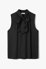 Lyanne Bow Neck Tie Satin Blouse | Black