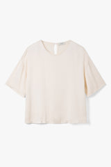 Mila Back Slit Satin Top | Ivory