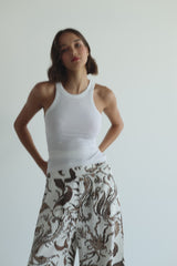Cynthia Printed Linen Blend Trousers | Ivory/Mocha