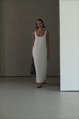 Chiara Matte Satin Dress | White