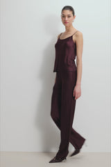Genet Elastic Waist Bias Satin Trousers | Amethyst Plum