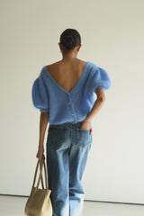 Camille Two-Way Cardigan | Cornflower Blue | Brushed Mohair Blend