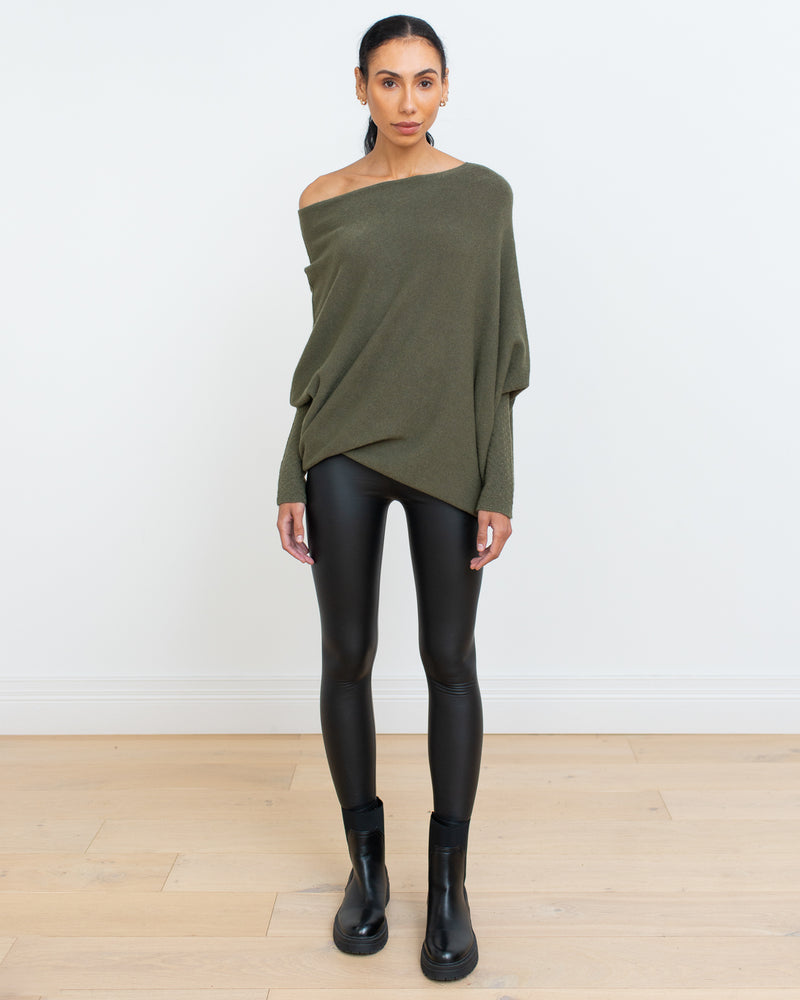 Off Shoulder Asymmetric Soft Knit Jumper - Blush Boutique